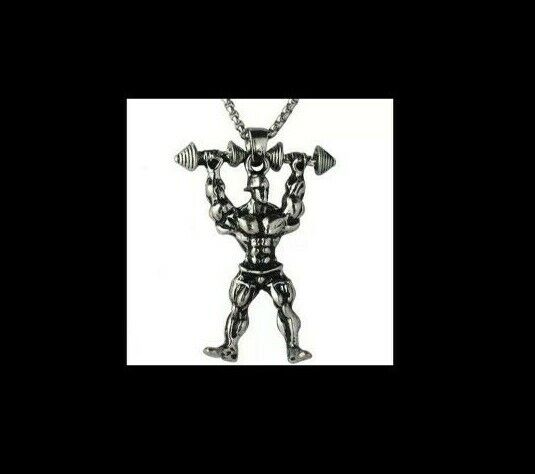 Men Silver Necklace Gothic Skull Bodybuilding Weight Gold Pendant Necklace