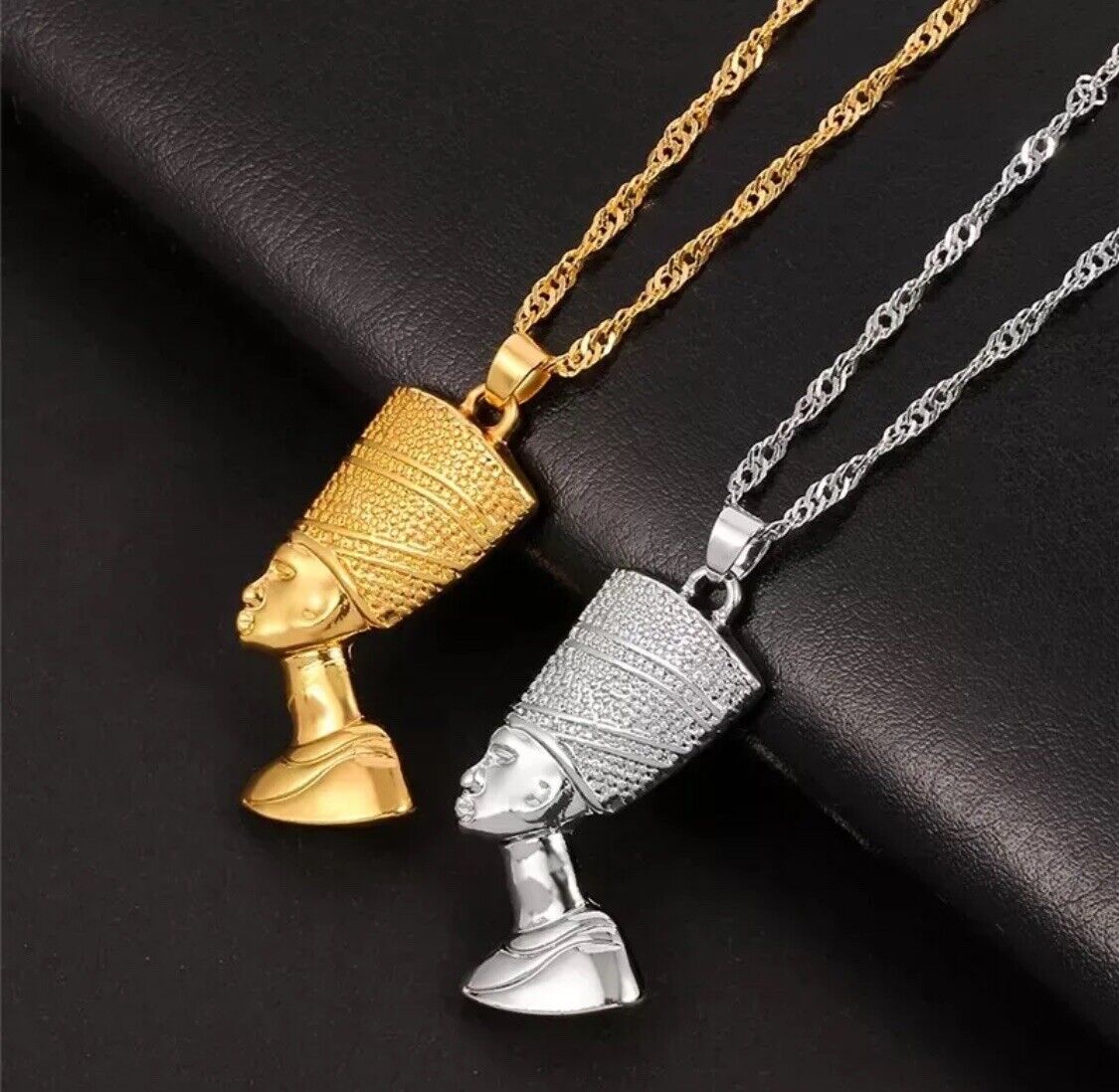 SILVER Egyptian Queen Nefertiti Pharaoh Egypt Necklace Pendant Unisex