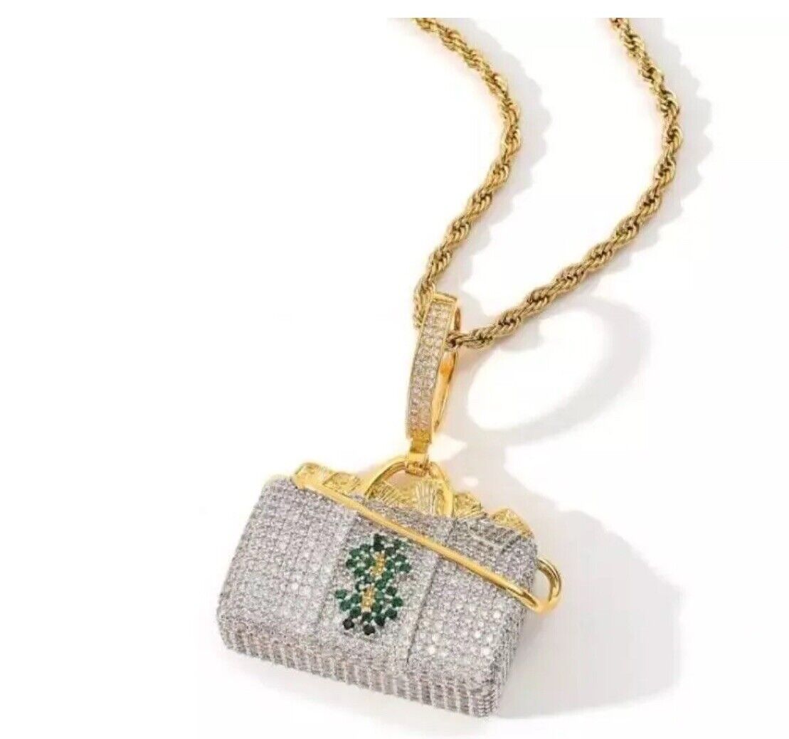 GOLD Hip Hop Dollar Necklace Rapper Bling Necklace Pendant Fashion Jewellery