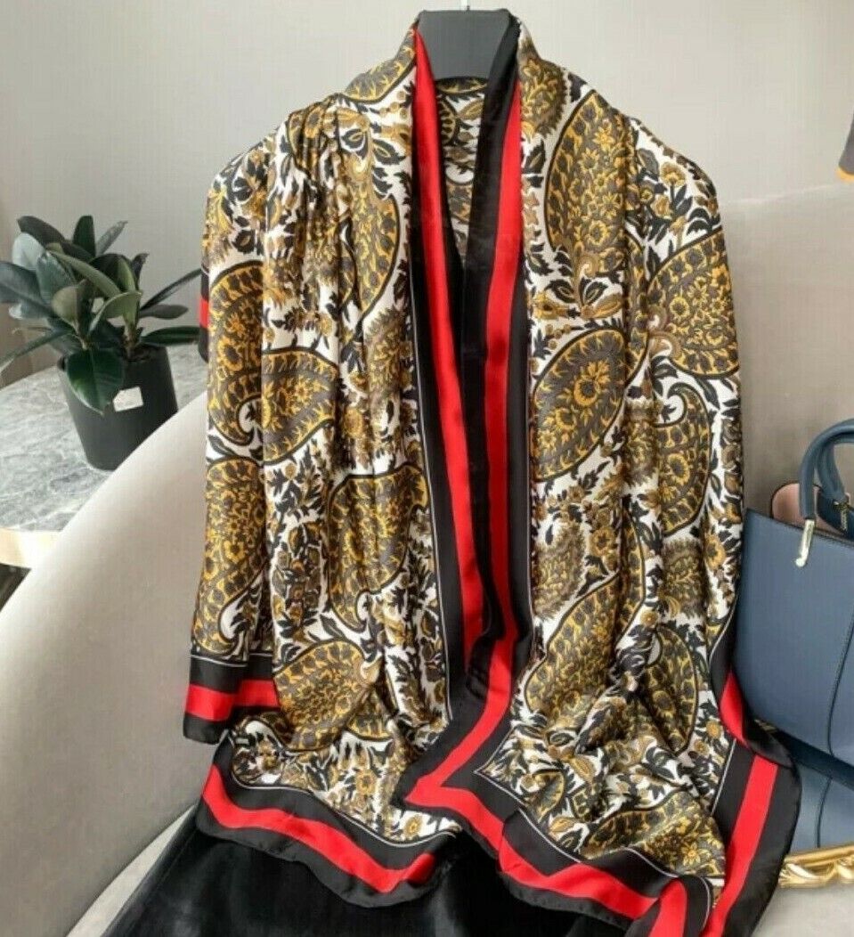 Luxury New Fashion Silk Long Feel Chain Scarf Beautiful Shawl Head Wrap Hijab