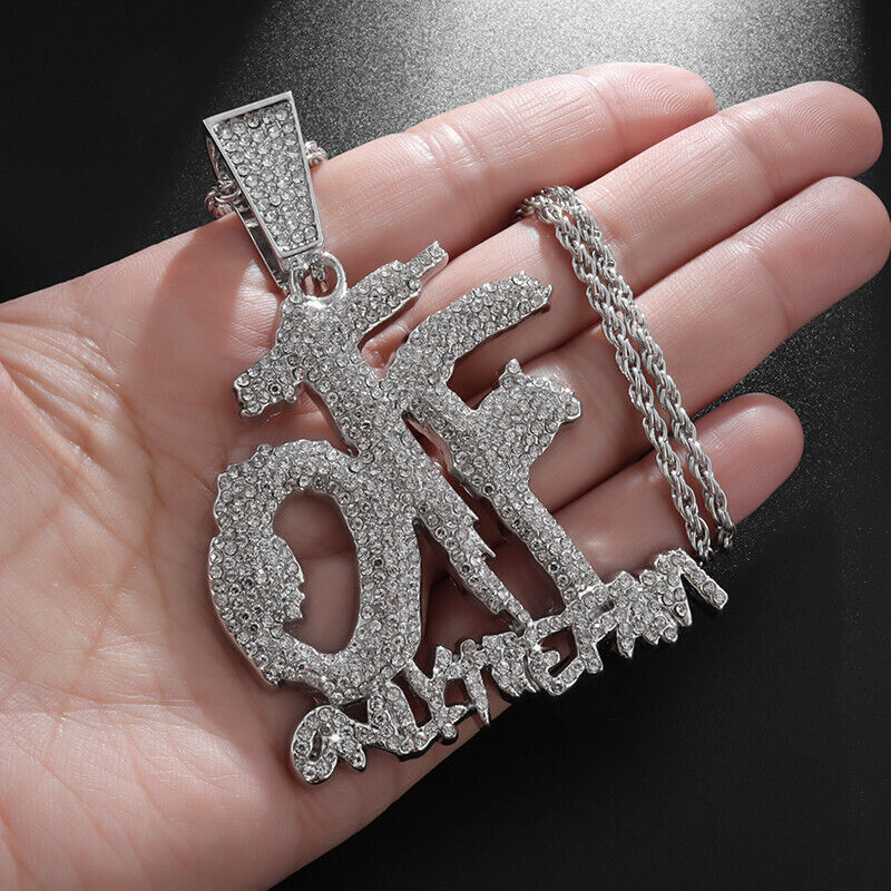 Iced Hip Hop Rapper Letter OTF Pendant ONLY THE FAMILY Necklace Gift Men Women