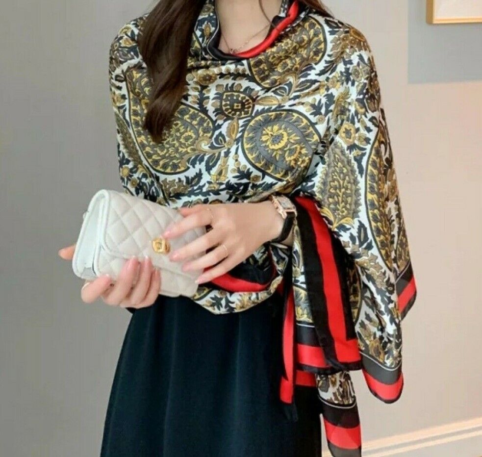 Luxury New Fashion Silk Long Feel Chain Scarf Beautiful Shawl Head Wrap Hijab