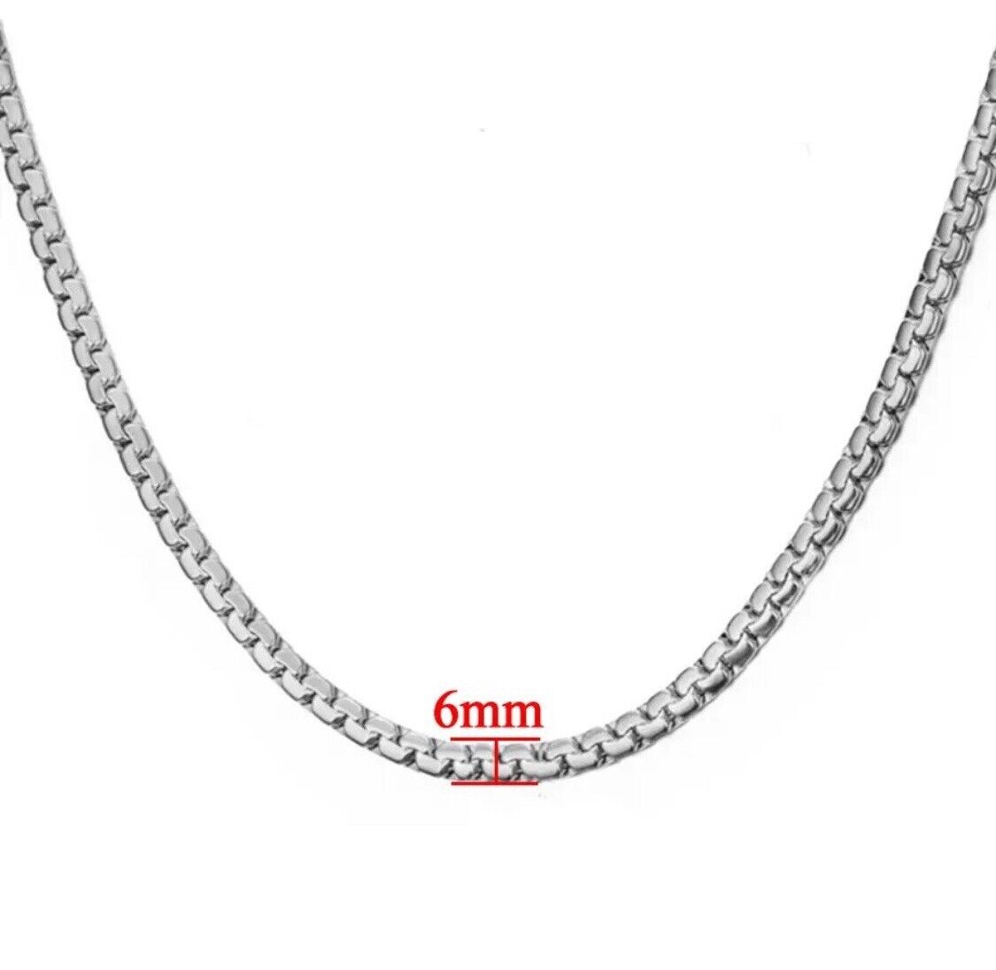 Unisex Flat Snake Chain Necklace, 6mm Stainless Steel, Silver, 20" HGS