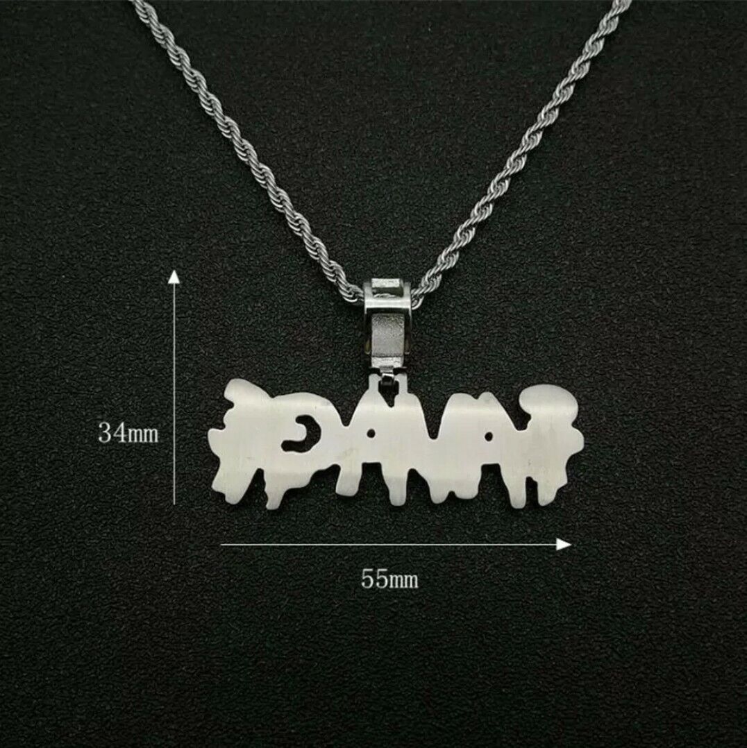 SAVAGE Pendant Necklace Rhinestone Necklace Silver Iced Out Hip Hop Jewelry