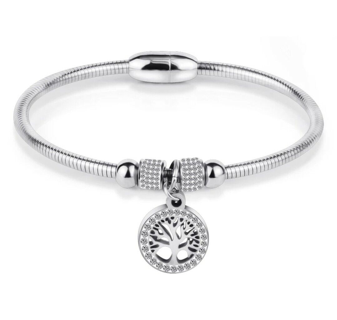 New Bracelet Four Leaf Clover Tree of Life Bracelet Gift Stainless Steel No Fade