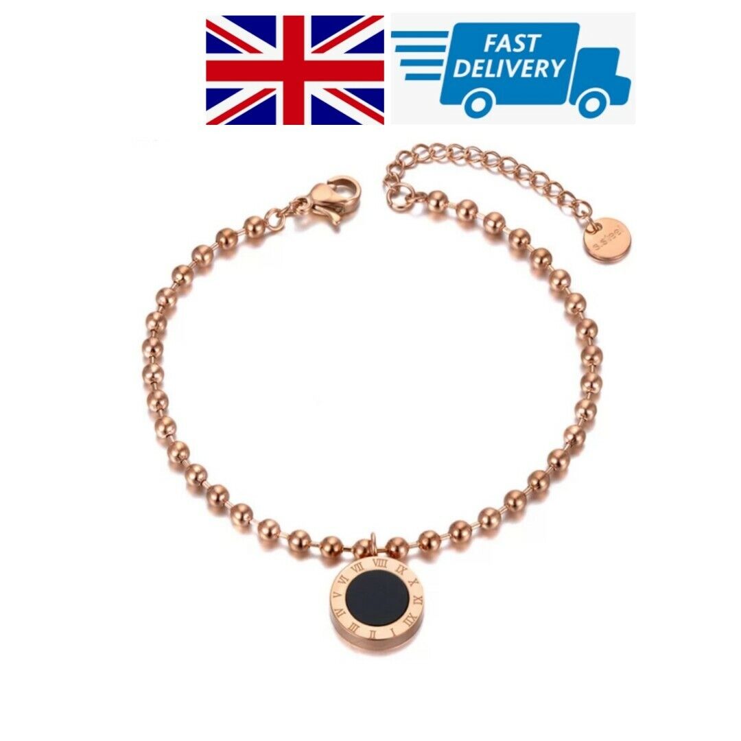 Rose Gold Bracelet 18k Rose Gold plated Double Layer Roman Numerals Bracelet