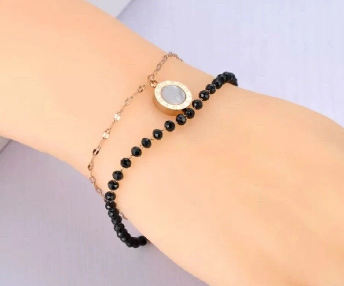 Classic Roman Numeral Numbers Stainless Steel Crystal Bracelet Necklace *UK*