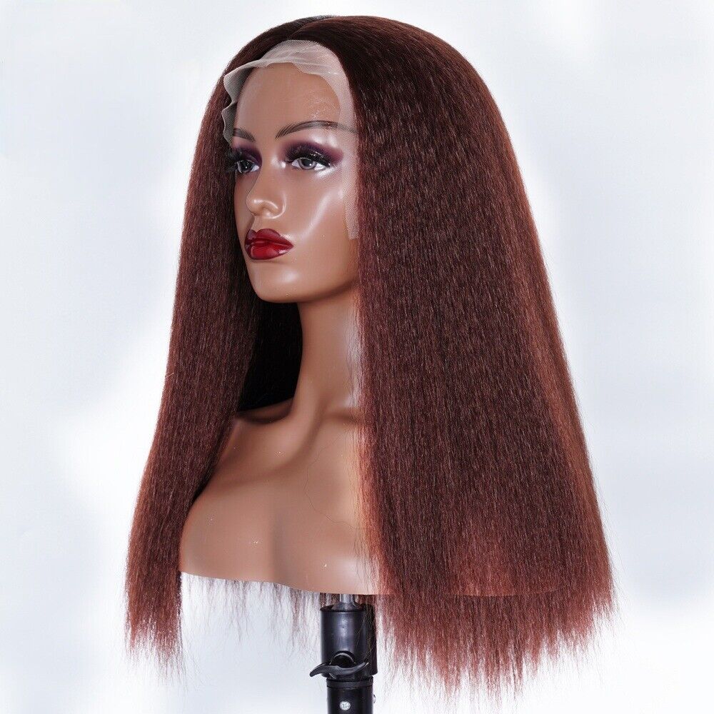 Kinky Straight Yaki Wig + Baby Hair Glueless 220% Density Heat Resistant 26"
