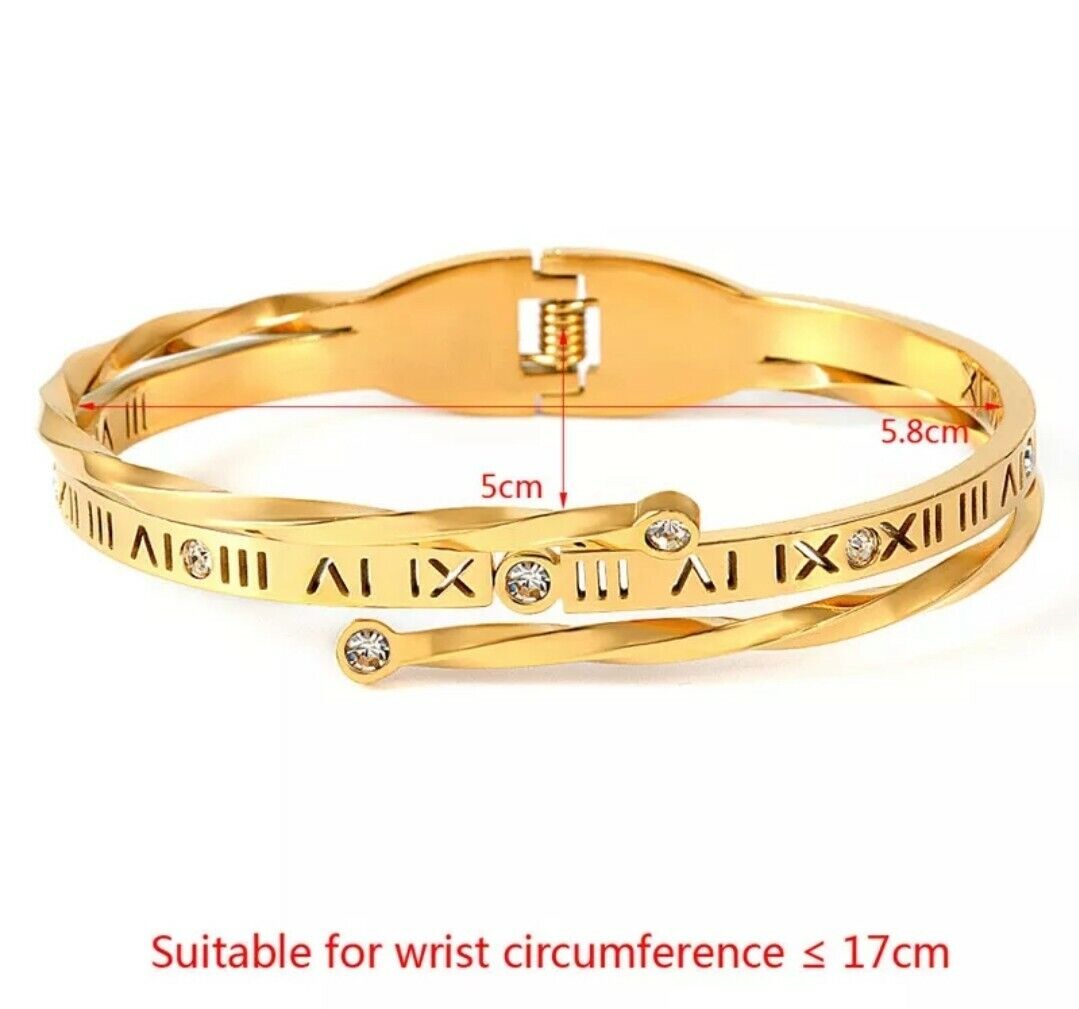 Classic Roman Numeral Numbers Stainless Steel Crystal Magnetic Bracelet