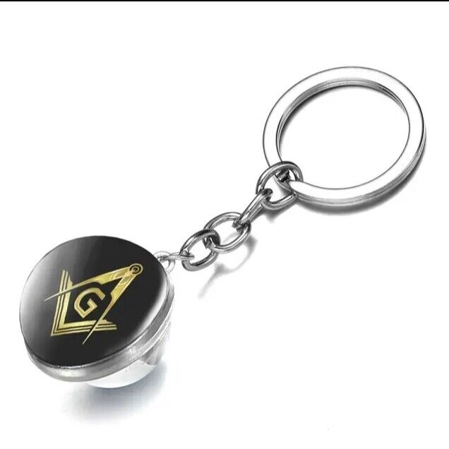 Masonic All Seeing Eye Pendant Keyring Freemason Style Square and Compass