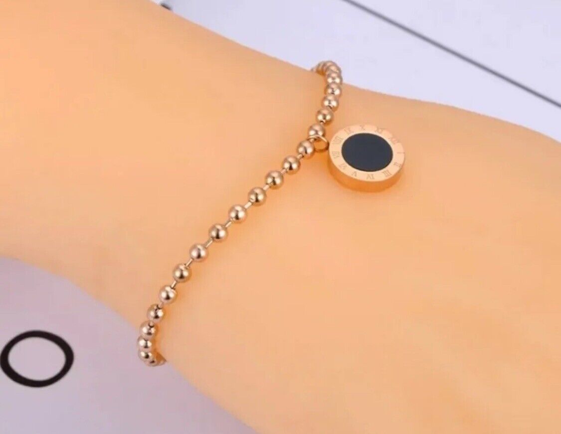 Rose Gold Bracelet 18k Rose Gold plated Double Layer Roman Numerals Bracelet