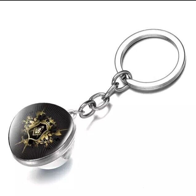 Masonic All Seeing Eye Pendant Keyring Freemason Style Square and Compass
