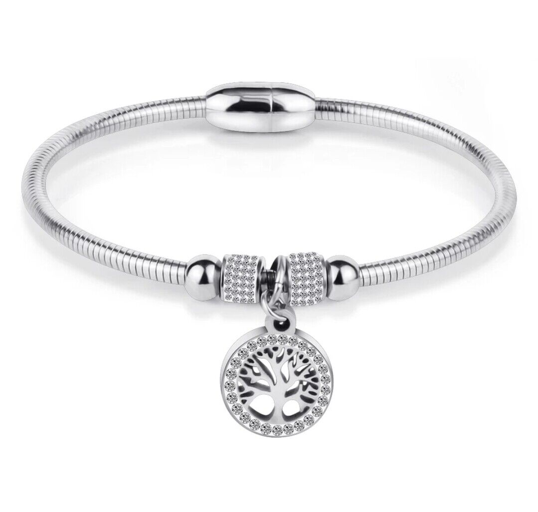 New Bracelet Four Leaf Clover Tree of Life Bracelet Gift Stainless Steel No Fade