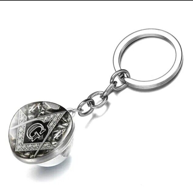 Masonic All Seeing Eye Pendant Keyring Freemason Style Square and Compass