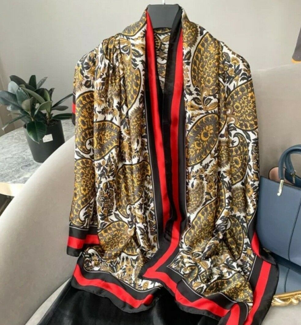 Luxury New Fashion Silk Long Feel Chain Scarf Beautiful Shawl Head Wrap Hijab