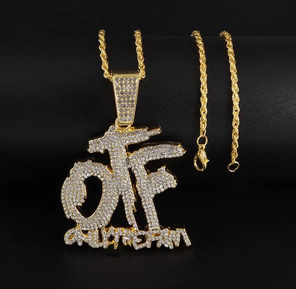 GOLD Iced Hip Hop Rapper Letter OTF Pendant ONLY THE FAMILY Necklace Men Women