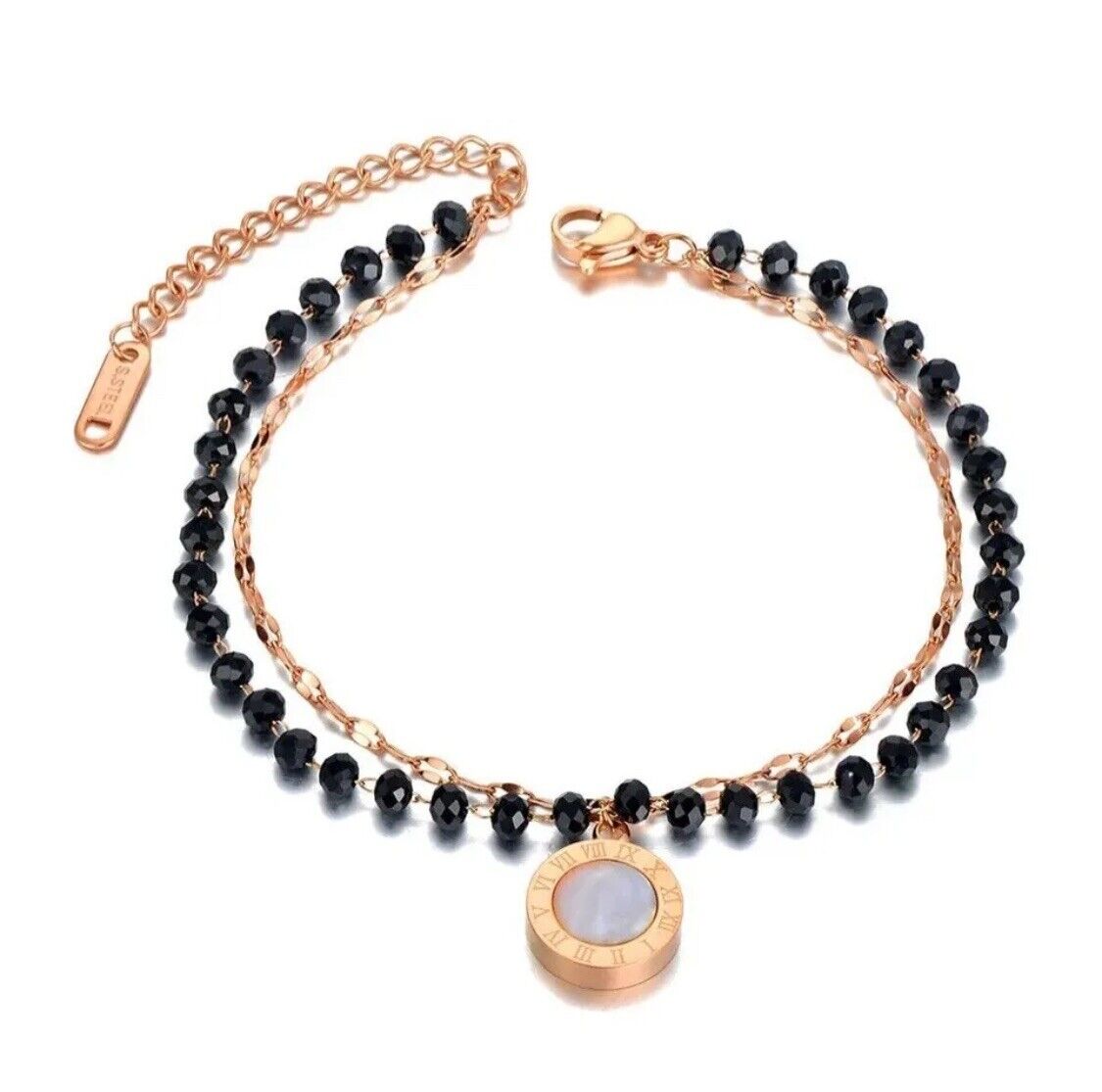 Classic Roman Numeral Numbers Stainless Steel Crystal Bracelet Necklace *UK*