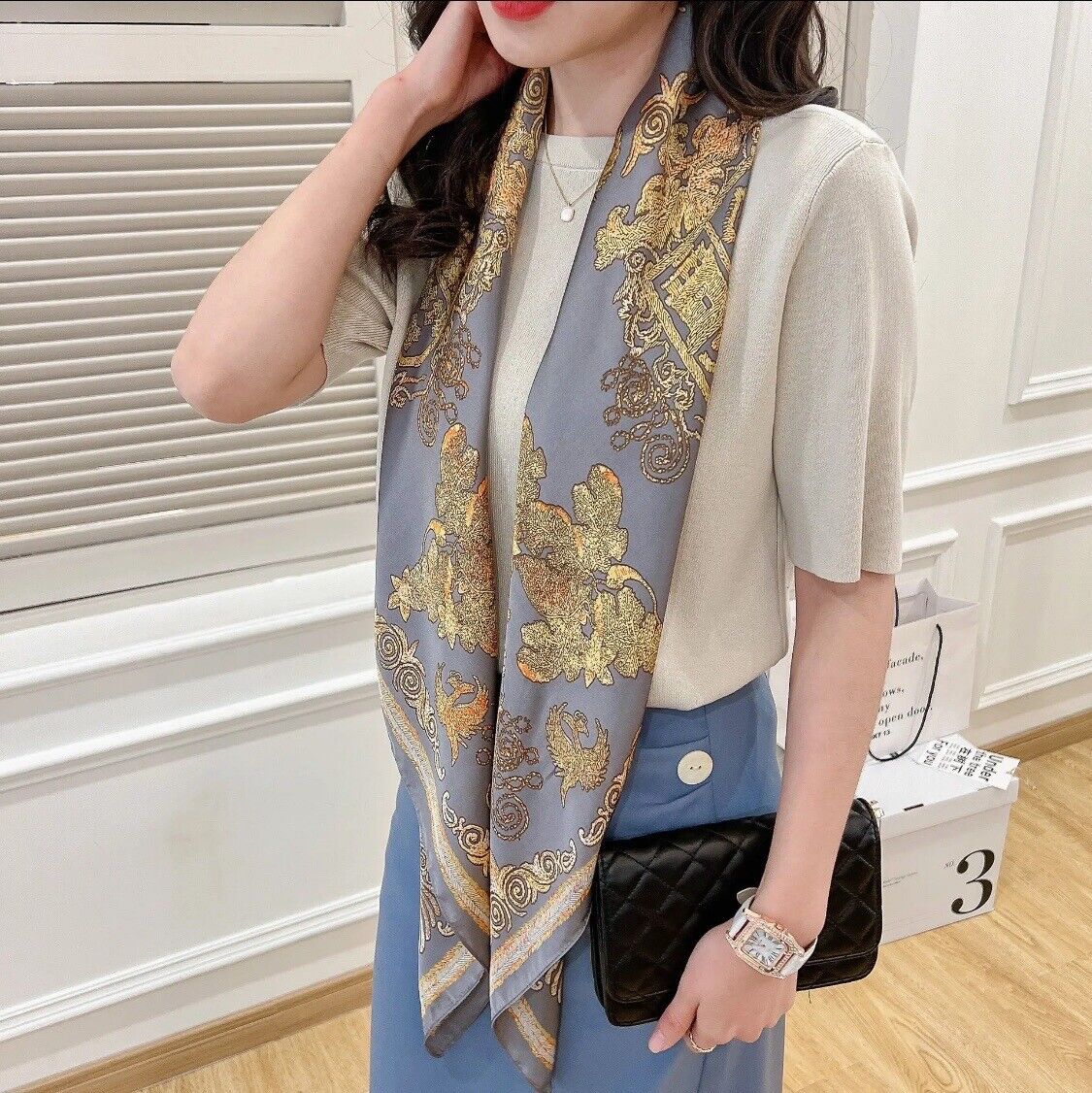 Gorgeous Printed Shawl Scarf Satin Silk Multicolour Printed Head Neck Scarves