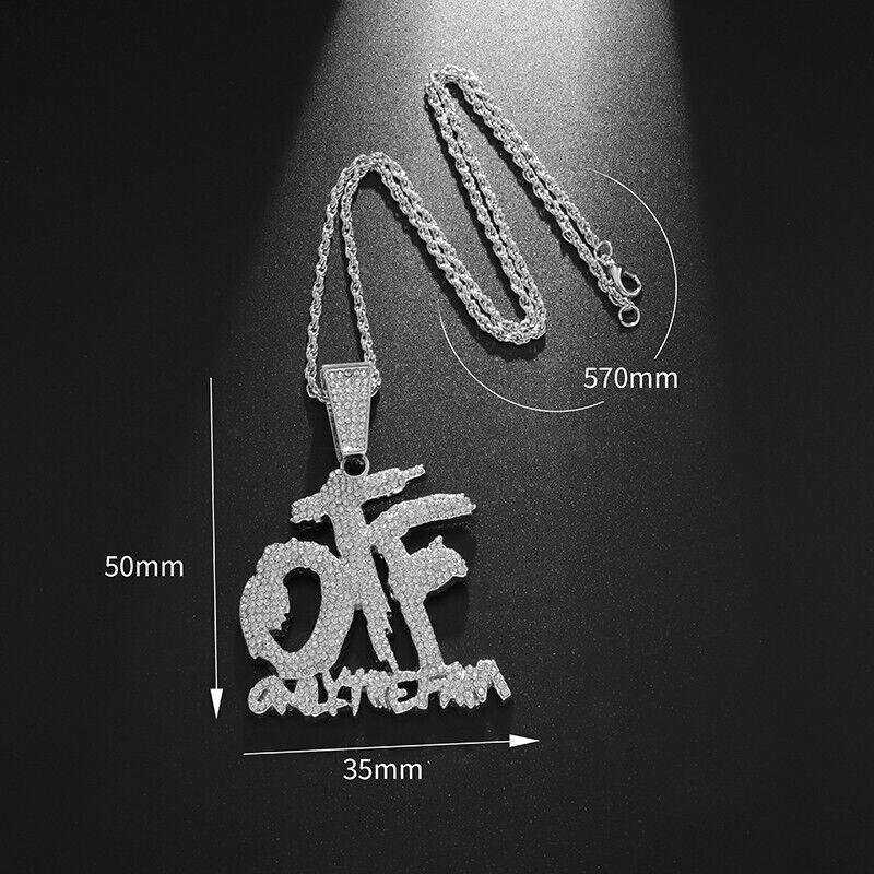 Iced Hip Hop Rapper Letter OTF Pendant ONLY THE FAMILY Necklace Gift Men Women