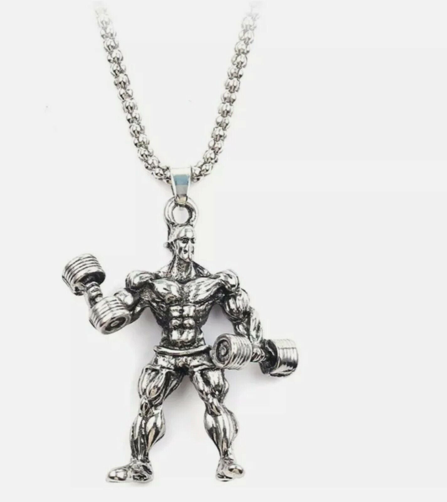 Men Silver Necklace Gothic Skull Bodybuilding Weight Gold Pendant Necklace