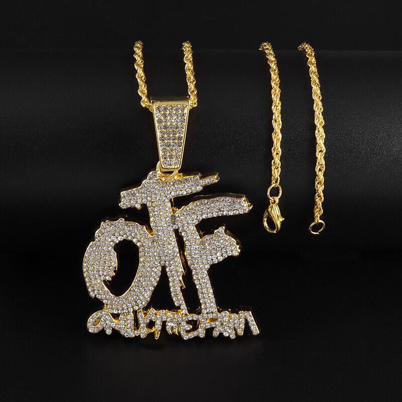 Iced Hip Hop Rapper Letter OTF Pendant ONLY THE FAMILY Necklace Gift Men Women