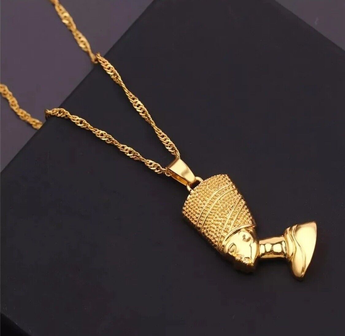 SILVER Egyptian Queen Nefertiti Pharaoh Egypt Necklace Pendant Unisex