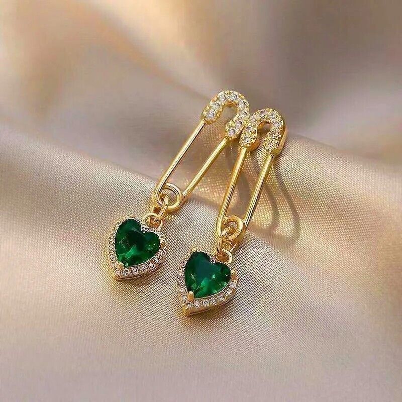 Punk Safety Pin Gold Stud Earrings Rhinestone Geometric Stylish Earrings Women