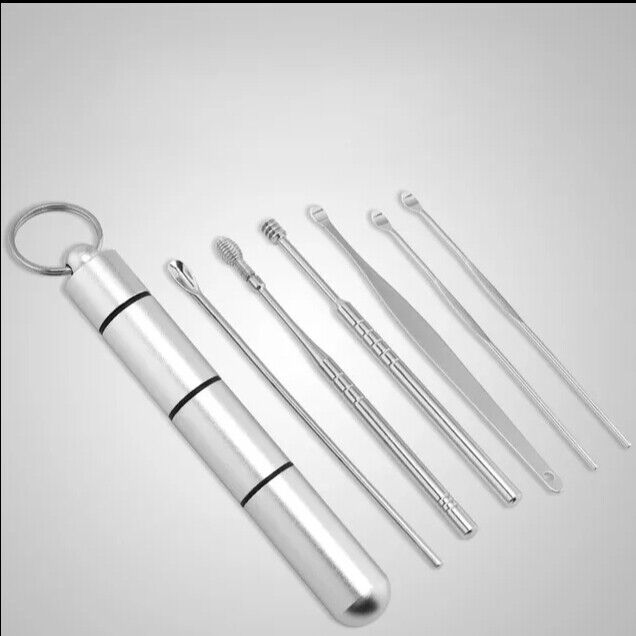 6Pcs/Set Stainless Steel Spiral Ear Pick Spoon Tool Ear Wax Remover Cleaner UK