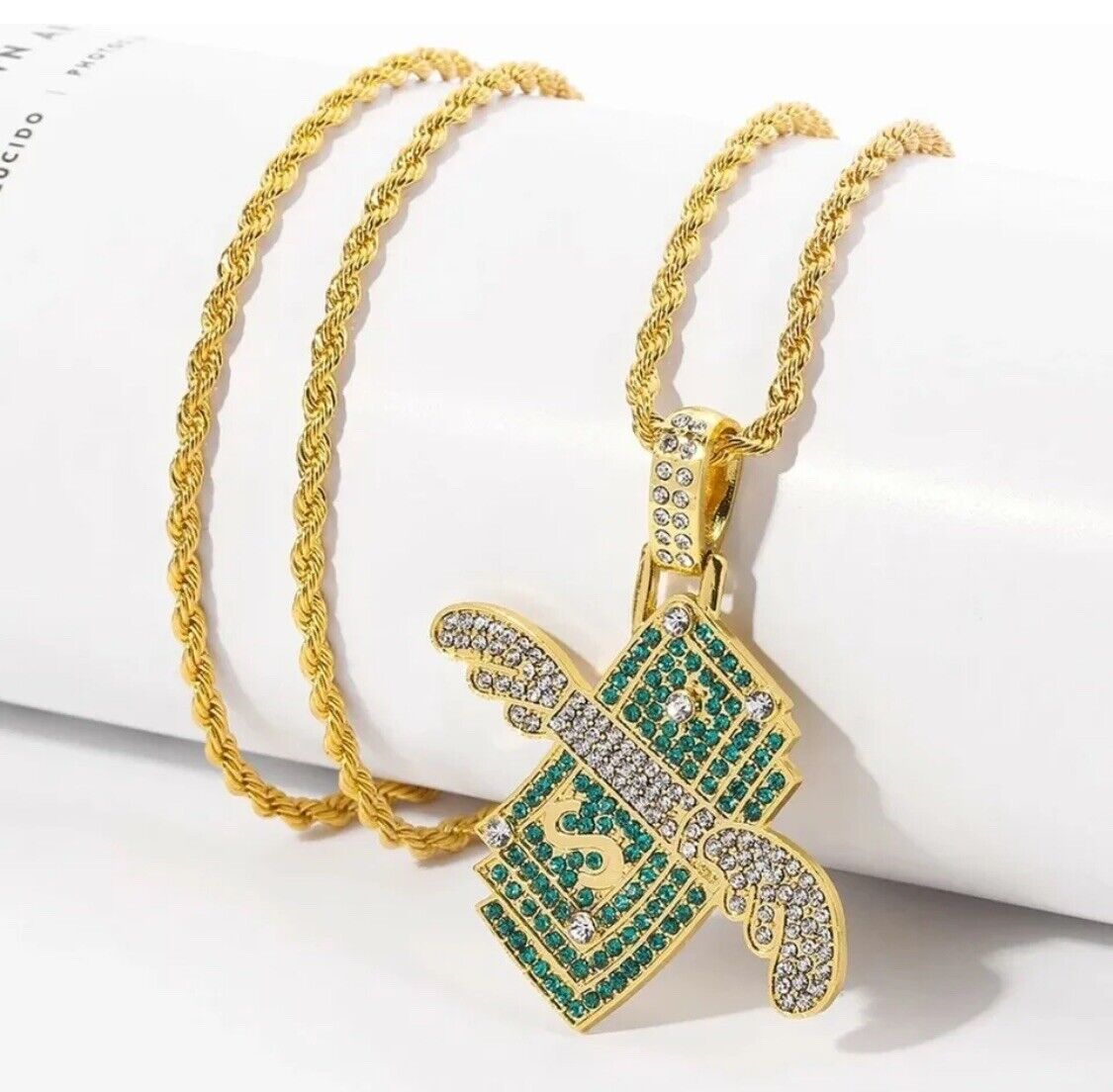 Hip-Hop Dollar Sign Necklace Money Pendant Chain Silver Jewellery Rapper Bling