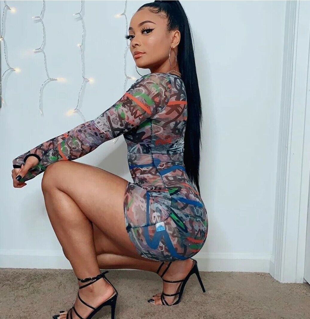 Sexy Women's Hollow Out Mesh See-Through Mini Dress Bodycon Party Club Nightwear