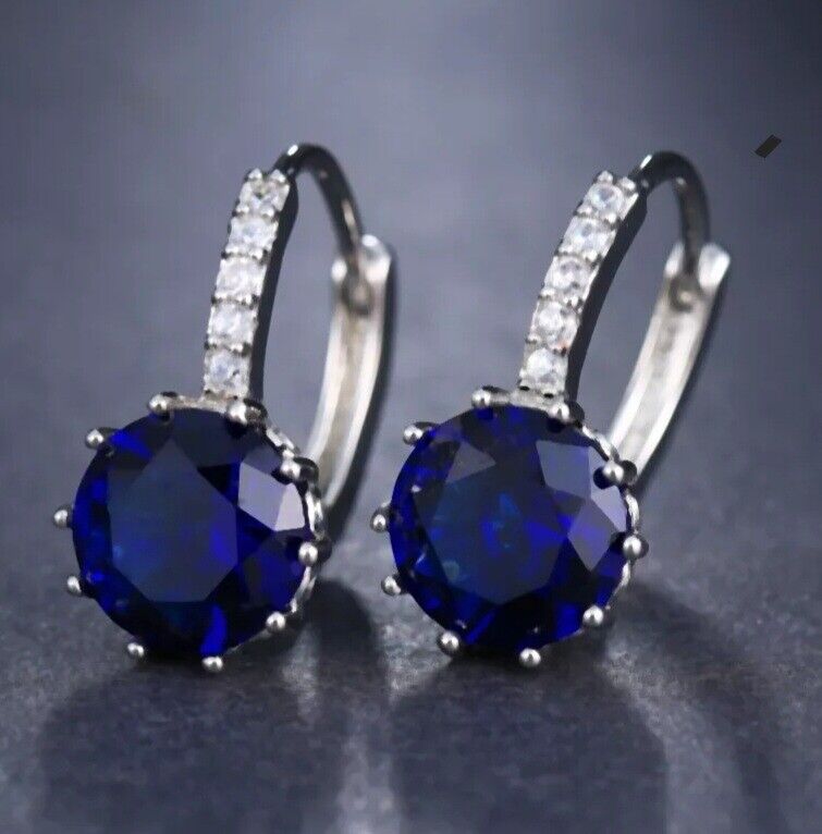 Women Earrings 14K Gold Plated Heart Shaped Cubic Zirconia CZ 925 Drop Earrings