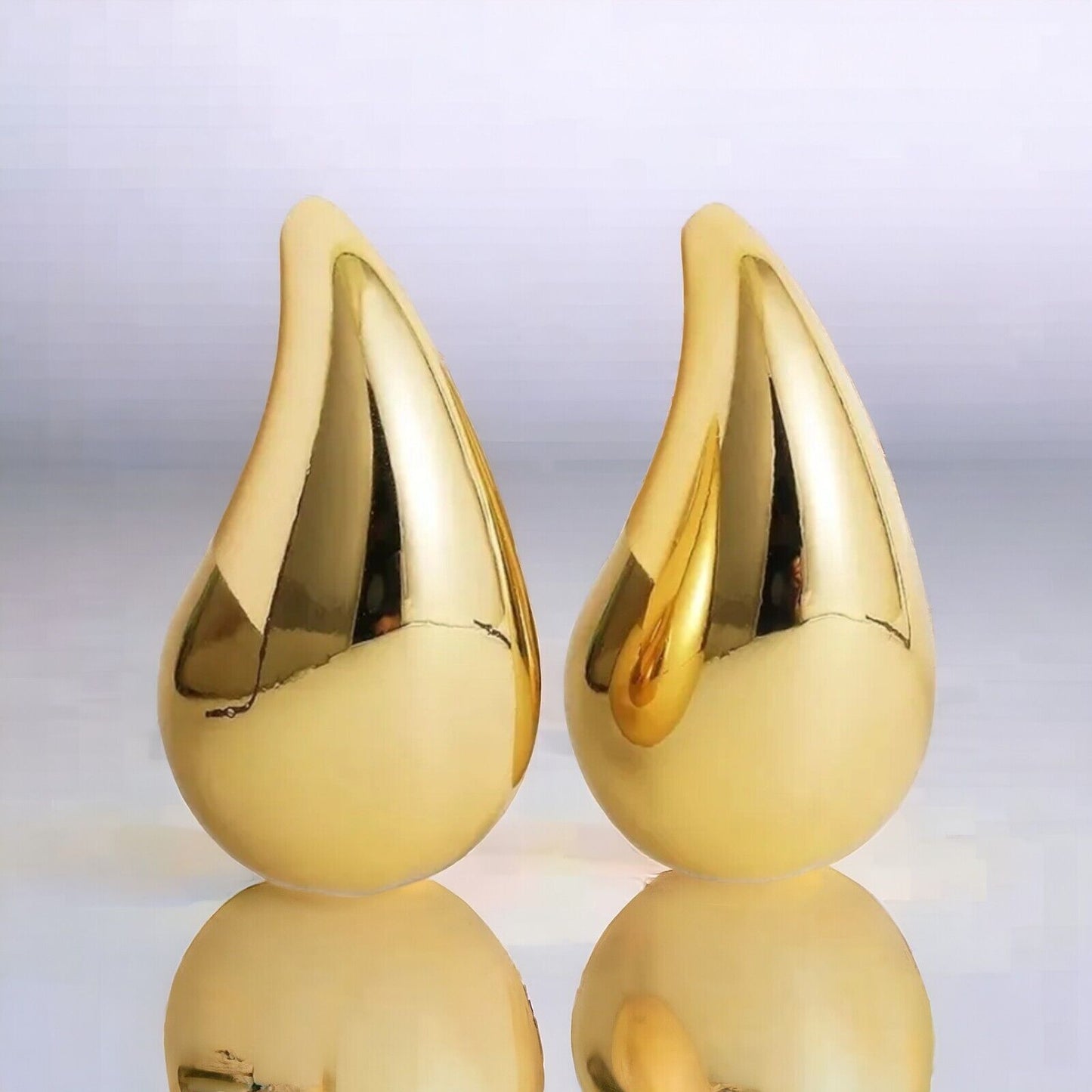 Latest Gold Asymmetrical Half Moon Tear Drop Chunky Gold Hoop Hook Earrings