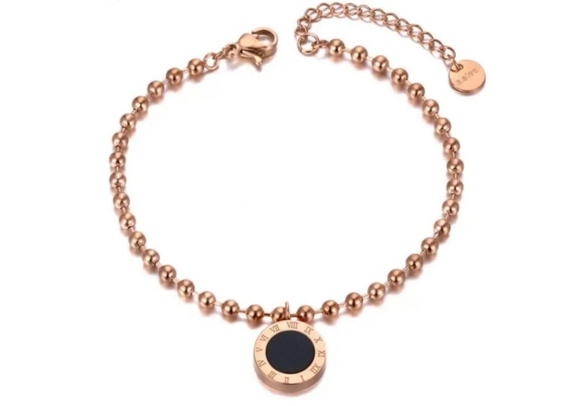 Rose Gold Bracelet 18k Rose Gold plated Double Layer Roman Numerals Bracelet