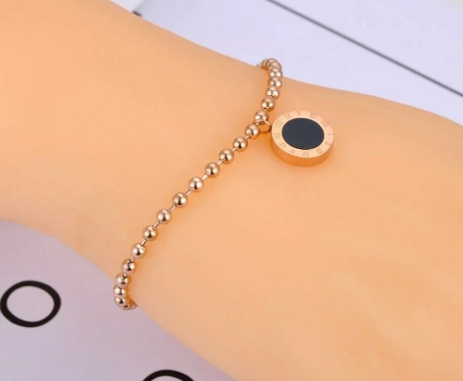 Rose Gold Bracelet 18k Rose Gold plated Double Layer Roman Numerals Bracelet