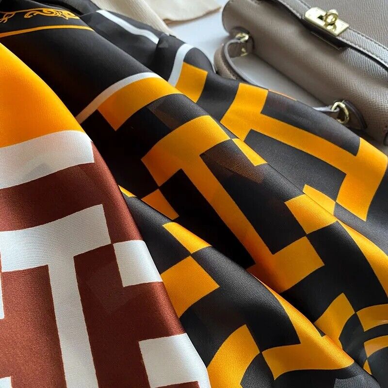 LUXURY FAUX SILK SCARF LONG SCARF, SOFT PLAID SCARF SILK FEEL LUXE SARONG 🇬🇧