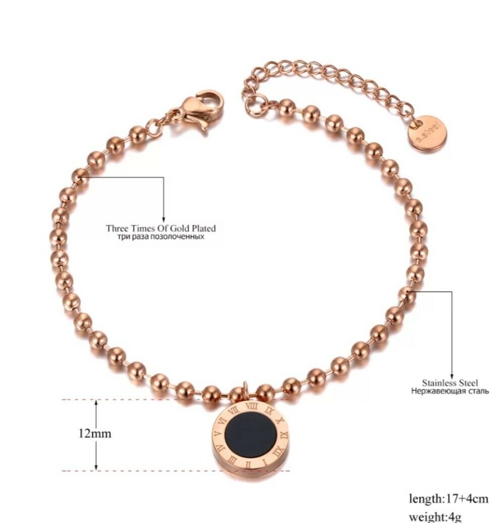 Rose Gold Bracelet 18k Rose Gold plated Double Layer Roman Numerals Bracelet
