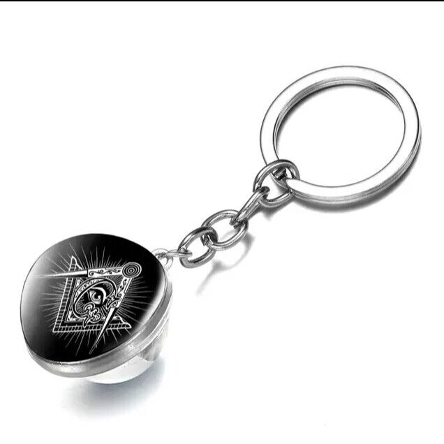 Masonic All Seeing Eye Pendant Keyring Freemason Style Square and Compass