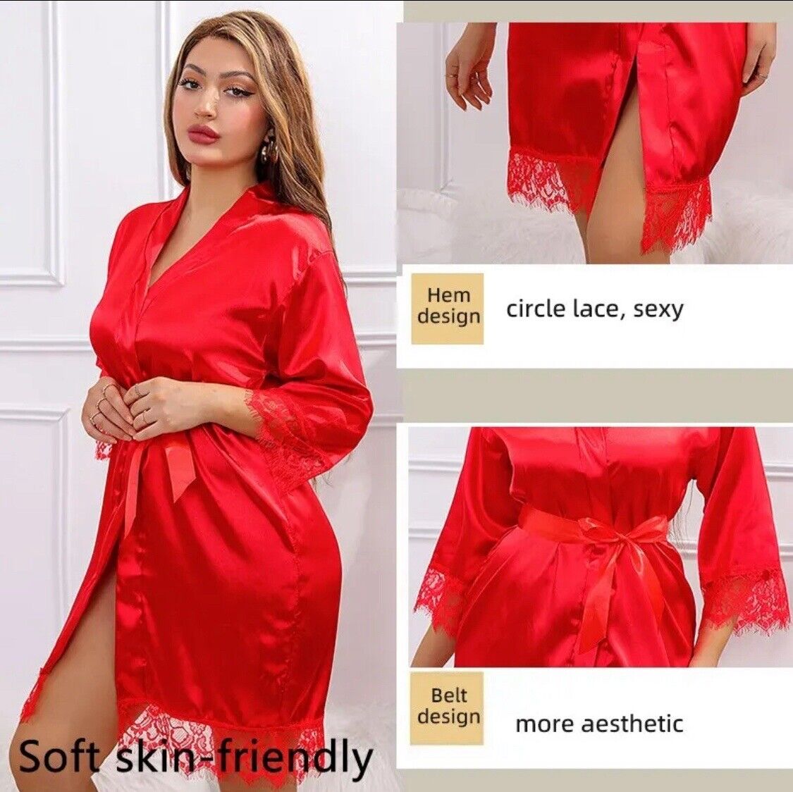 Silky Red Cami Nightdress, Lingerie Sleepwear, UK 10-12 HGS