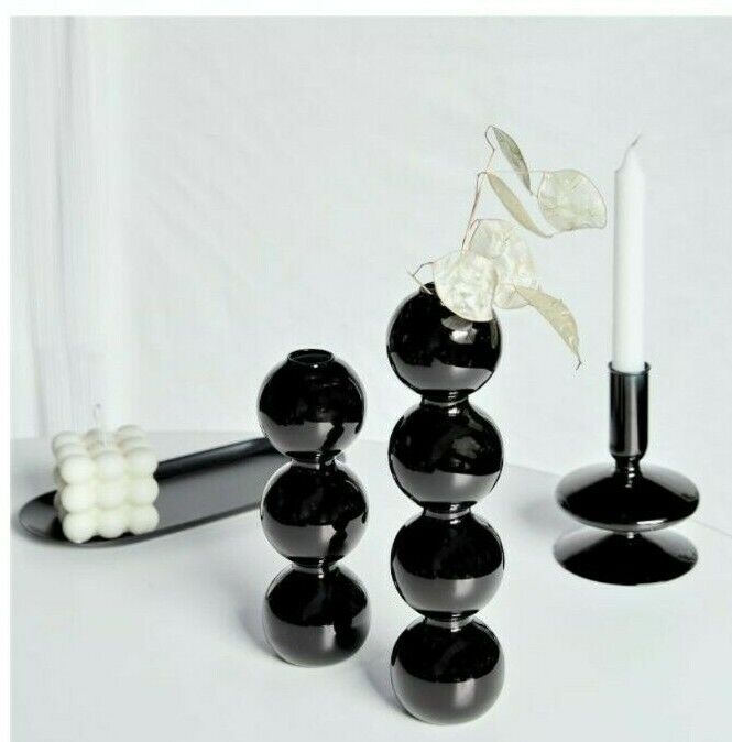 🇬🇧 Bubble Glass Candlestick Holder Mid Century Morden Design Retro Decor