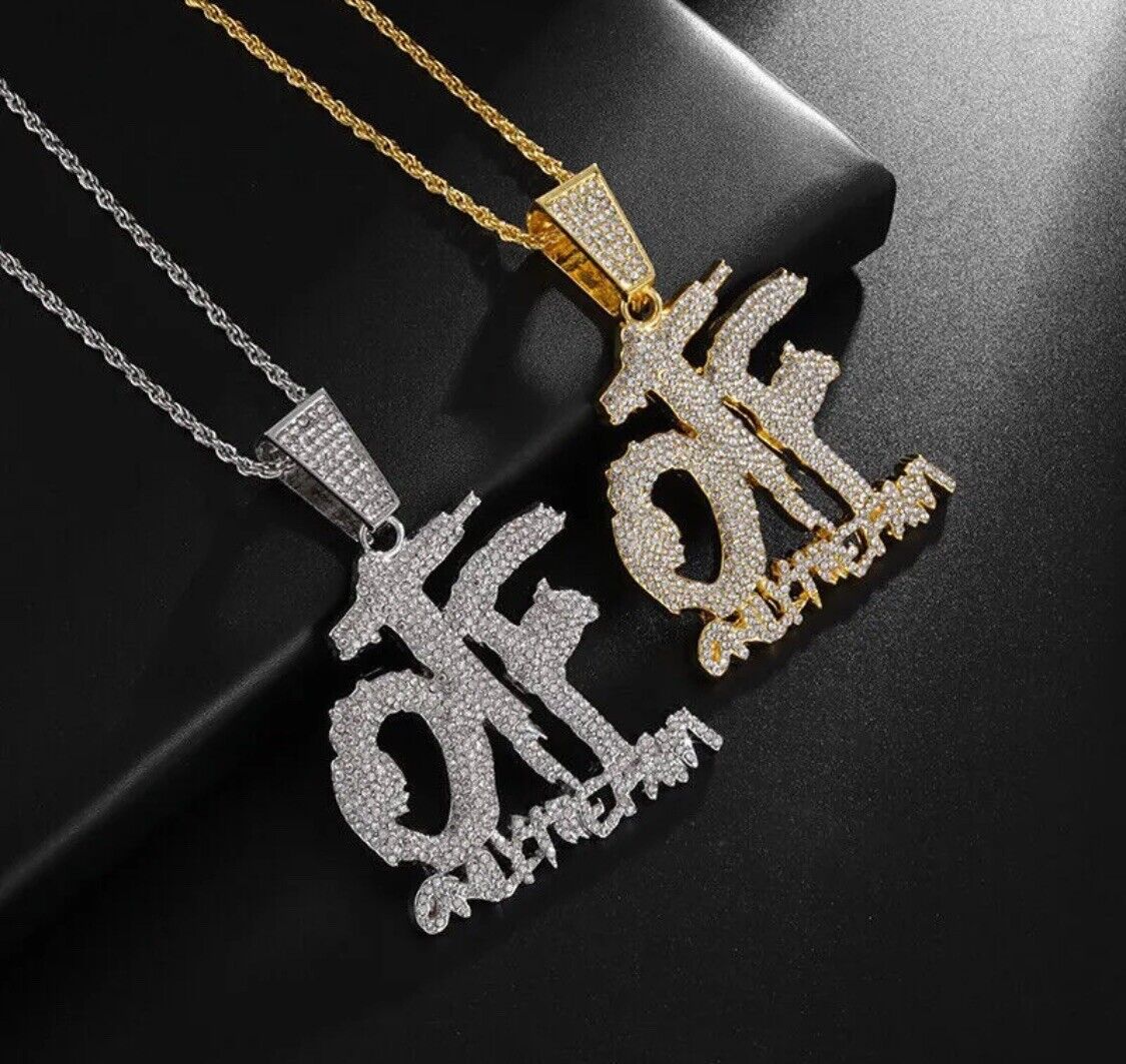 GOLD Iced Hip Hop Rapper Letter OTF Pendant ONLY THE FAMILY Necklace Men Women