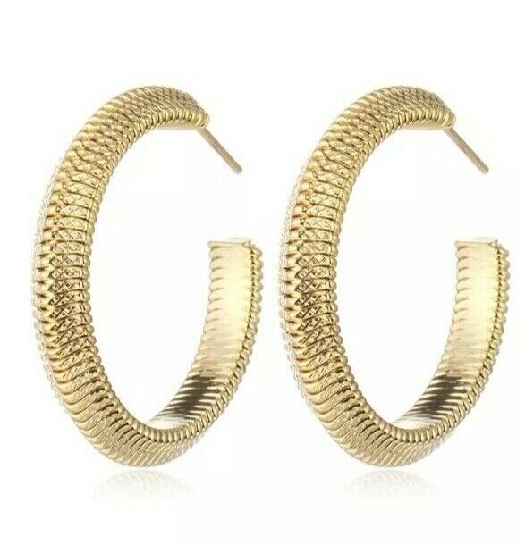 18k Gold Plated Twisted Braid Rope 30mm Hoop Earrings Hoops Bloggers Rose Gold