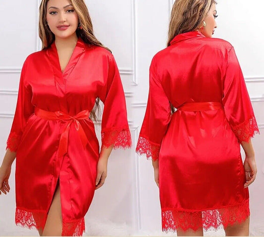 RED Women Nightdress Nightie Satin Silk Cami Lingerie Nightwear Sleepwear 8-10