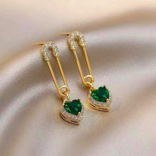 Punk Safety Pin Gold Stud Earrings Rhinestone Geometric Stylish Earrings Women