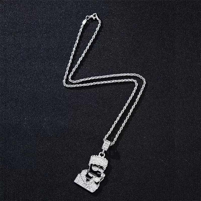 Bart Simpson Necklace + Pendant Iced out Hip Hop Trendy Fashion Jewellry Unisex