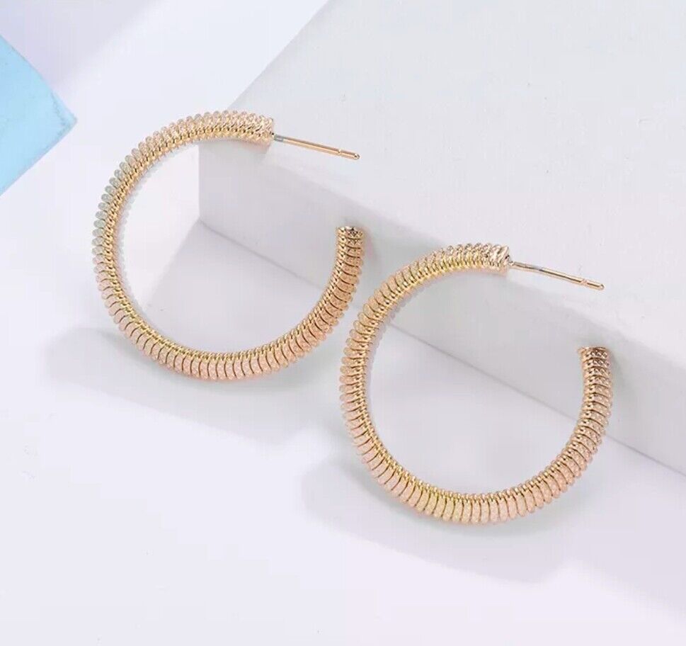 18k Gold Plated Twisted Braid Rope 30mm Hoop Earrings Hoops Bloggers Rose Gold