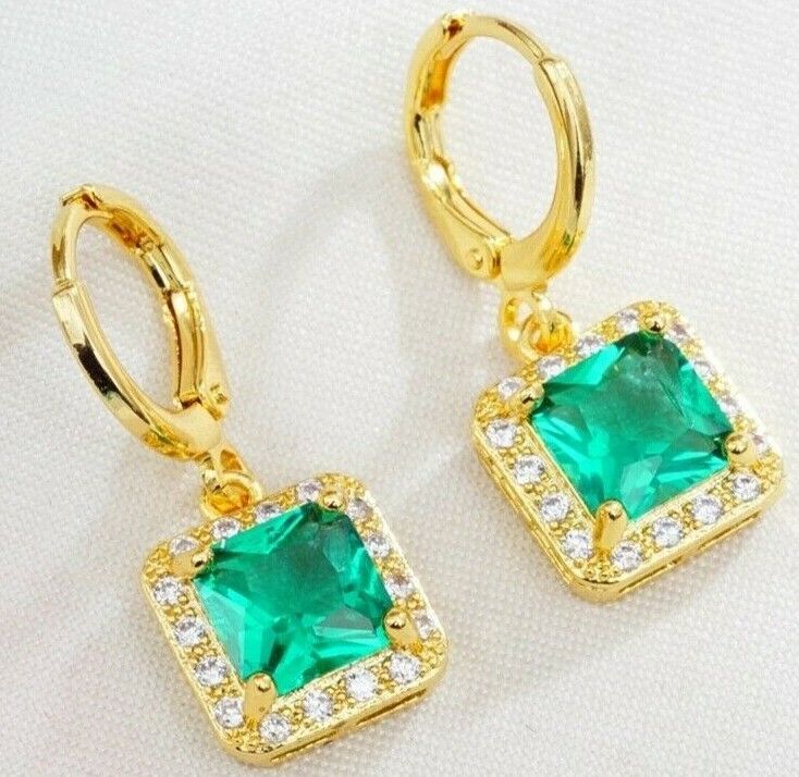 Women Earrings 14K Gold Plated Cubic Zirconia CZ 925 Wedding Drop Earrings 