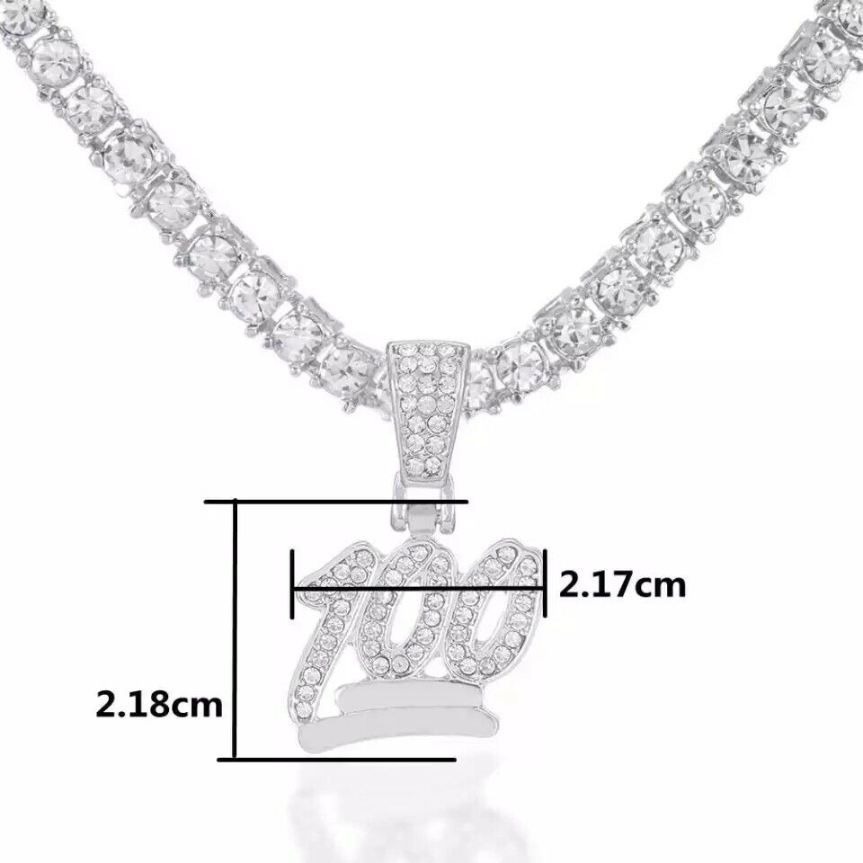 Tennis Necklace Chain 4mm CZ +FREE 100 Emoji Iced Out 18K Pendant