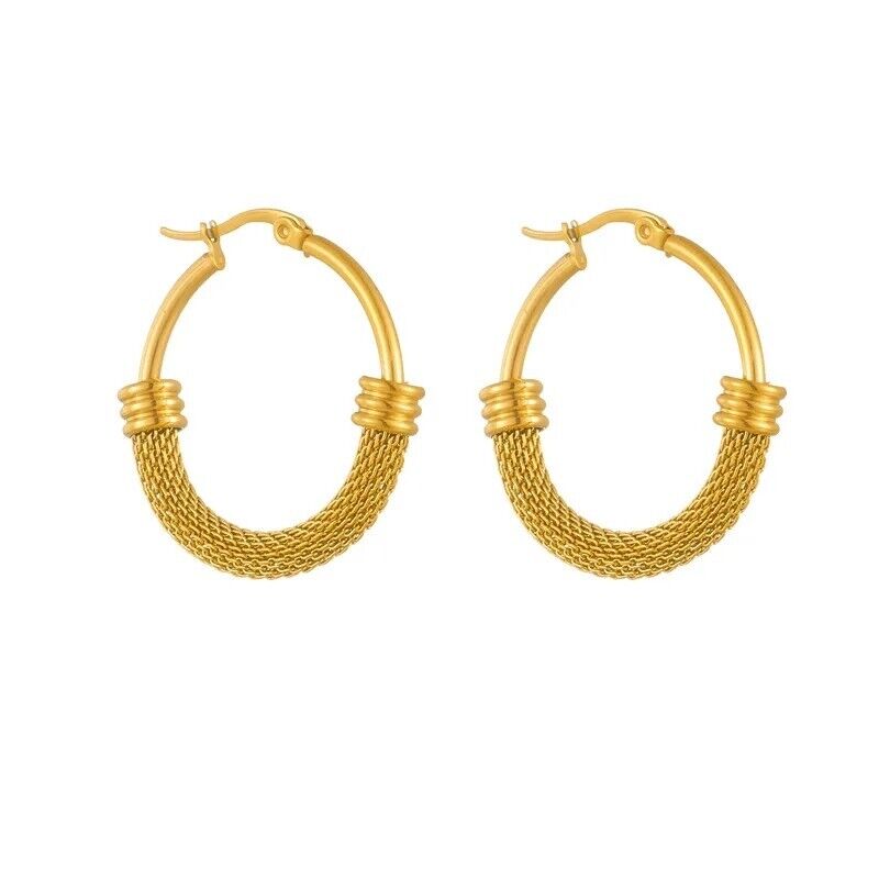 Gold Plated Thick Twisted Hoop Earrings