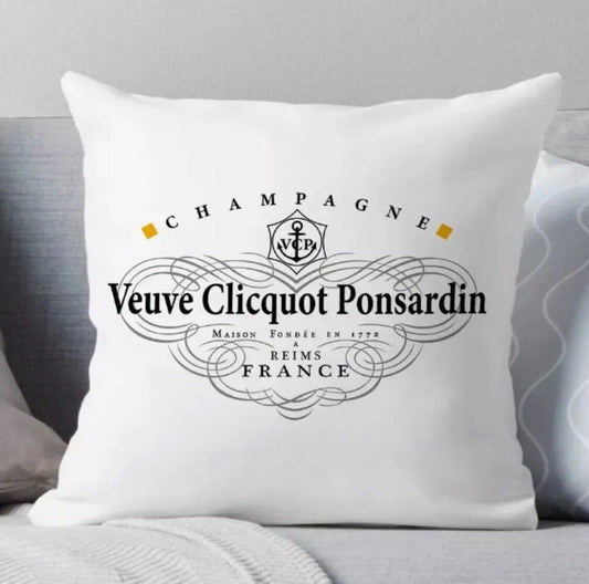 Beautiful & Elegant Nordic Veuve Champagne Cushion Cover Pillow Case Decor White