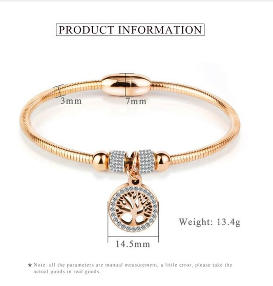 New Bracelet Four Leaf Clover Tree of Life Bracelet Gift Stainless Steel No Fade